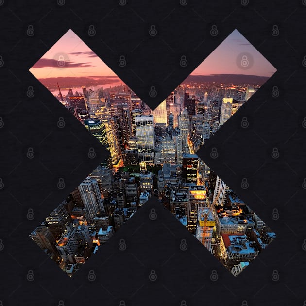 New York Cityscape • Letter X Background Cross Shaped Window Aperture. by Kushteez